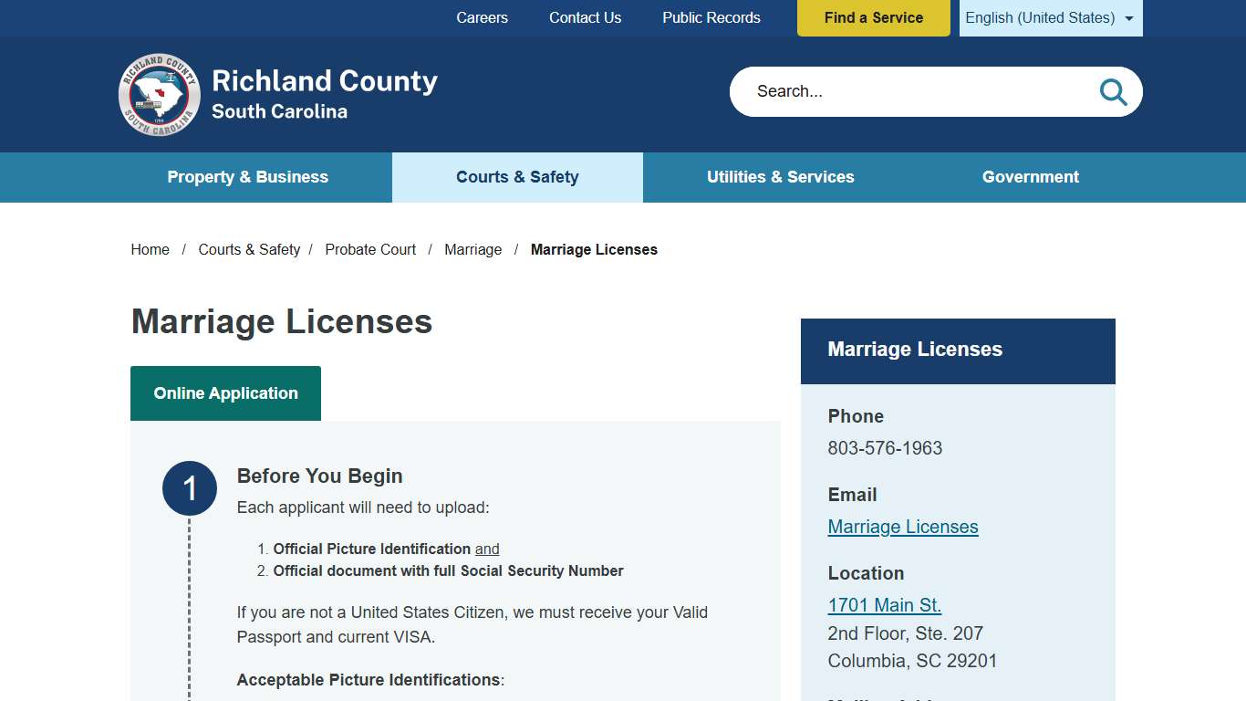 Marriage Licenses | Richland County SC