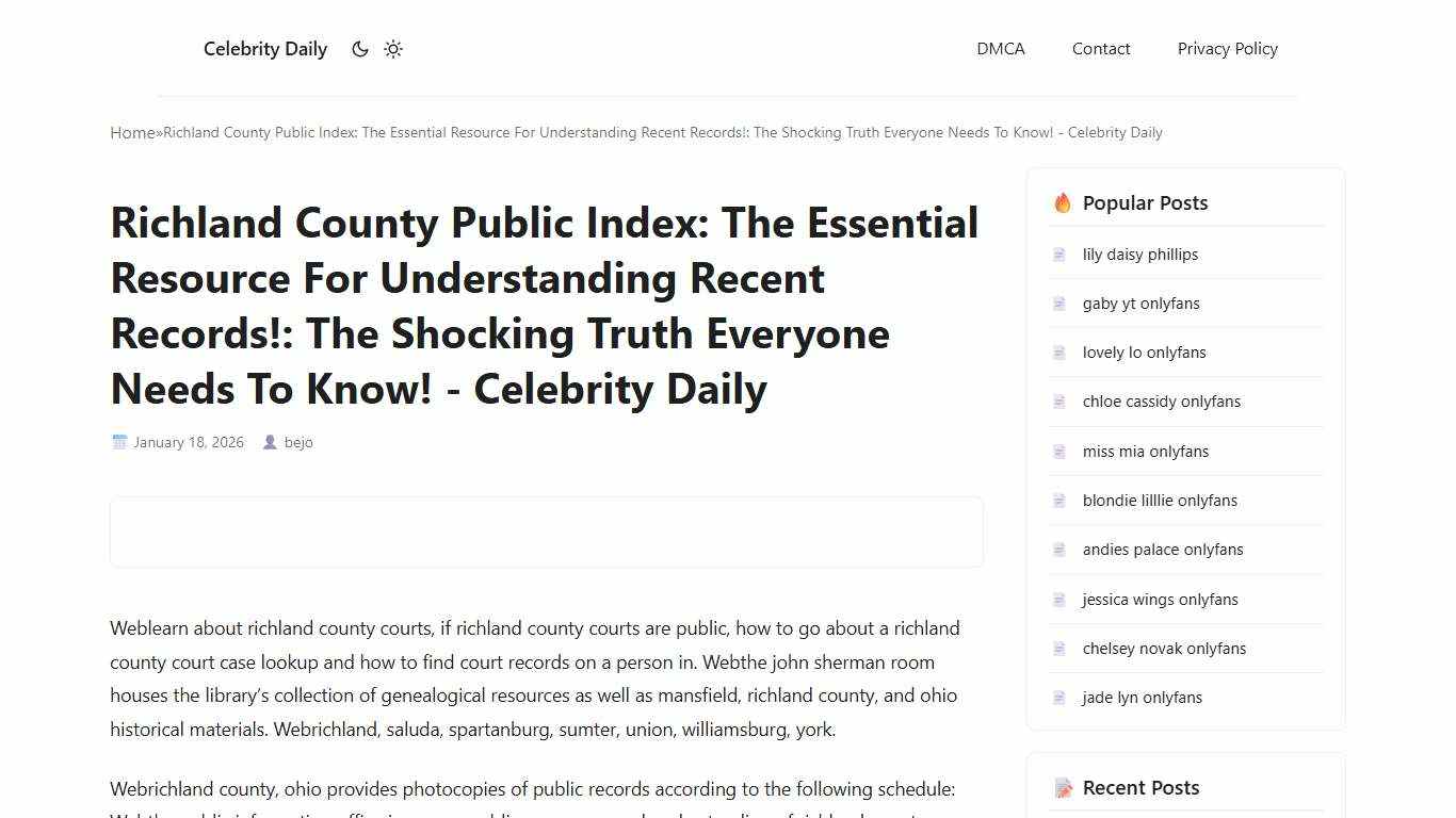 Richland County Public Index: The Essential Resource For Understanding Recent Records!: The Shocking Truth Everyone Needs To Know! - Celebrity Daily