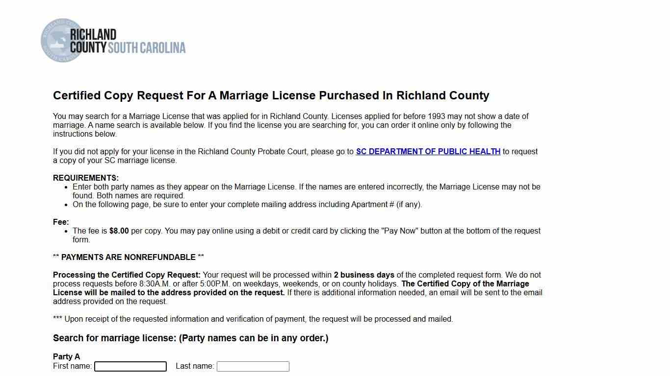 Marriage License Application